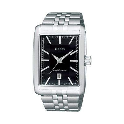 Men's silver rectangular dial bracelet strap watch rs987ax9
